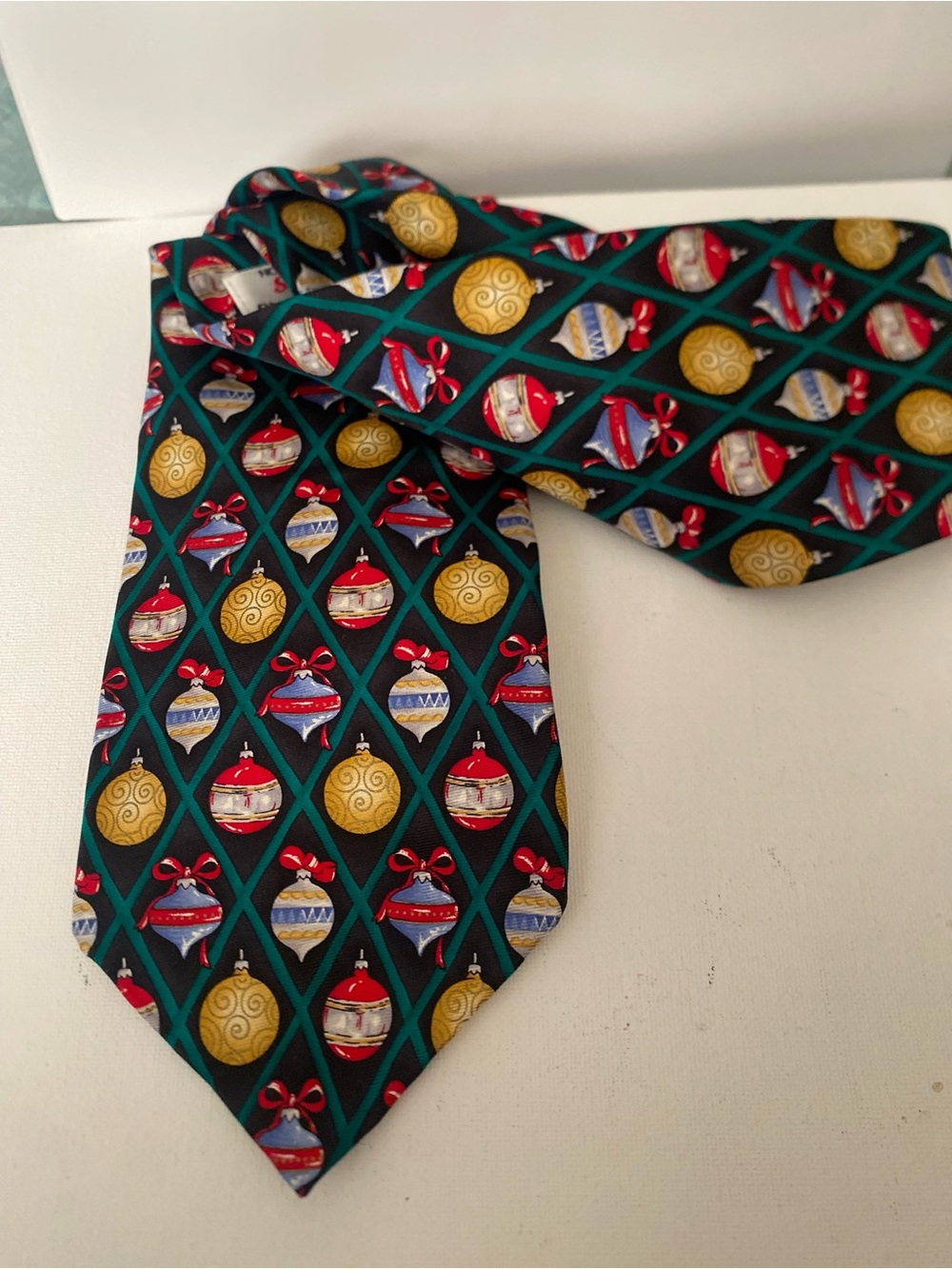 Holiday Ornament Silk Tie - Festive Red & Gold Pattern 2 ties